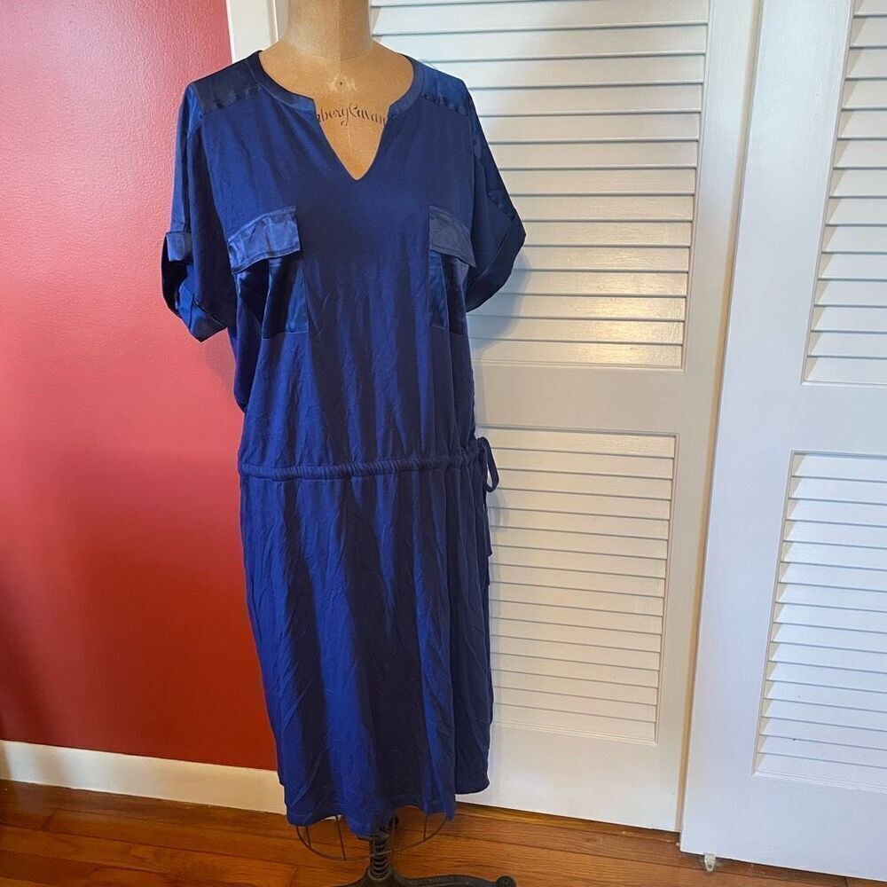 EASYWEAR BY CHICO’S | admiral blue military popover dress NWT $60 size 3 or L